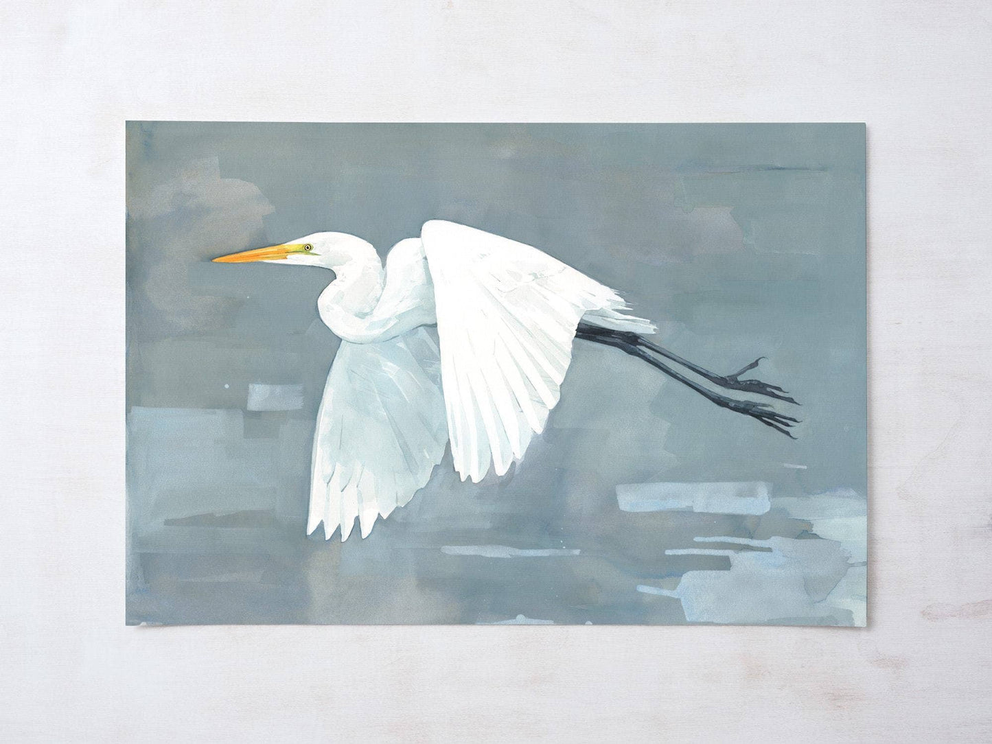 Great Egret Print, Large Bird Watercolor Print of Original Painting: 20x24 (no mat)