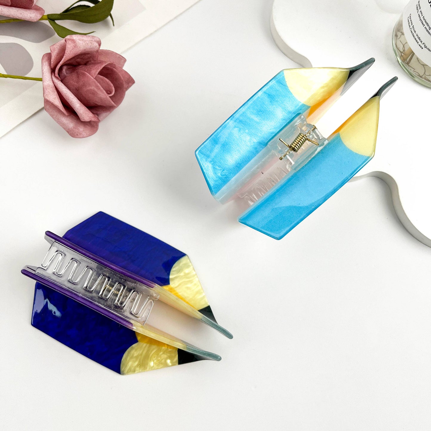 Creative Stationery-Inspired Pencil Hair Claw Clip: Blue