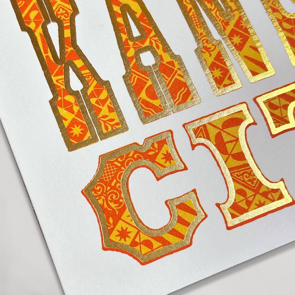 Kansas City Postcard - Red and Gold