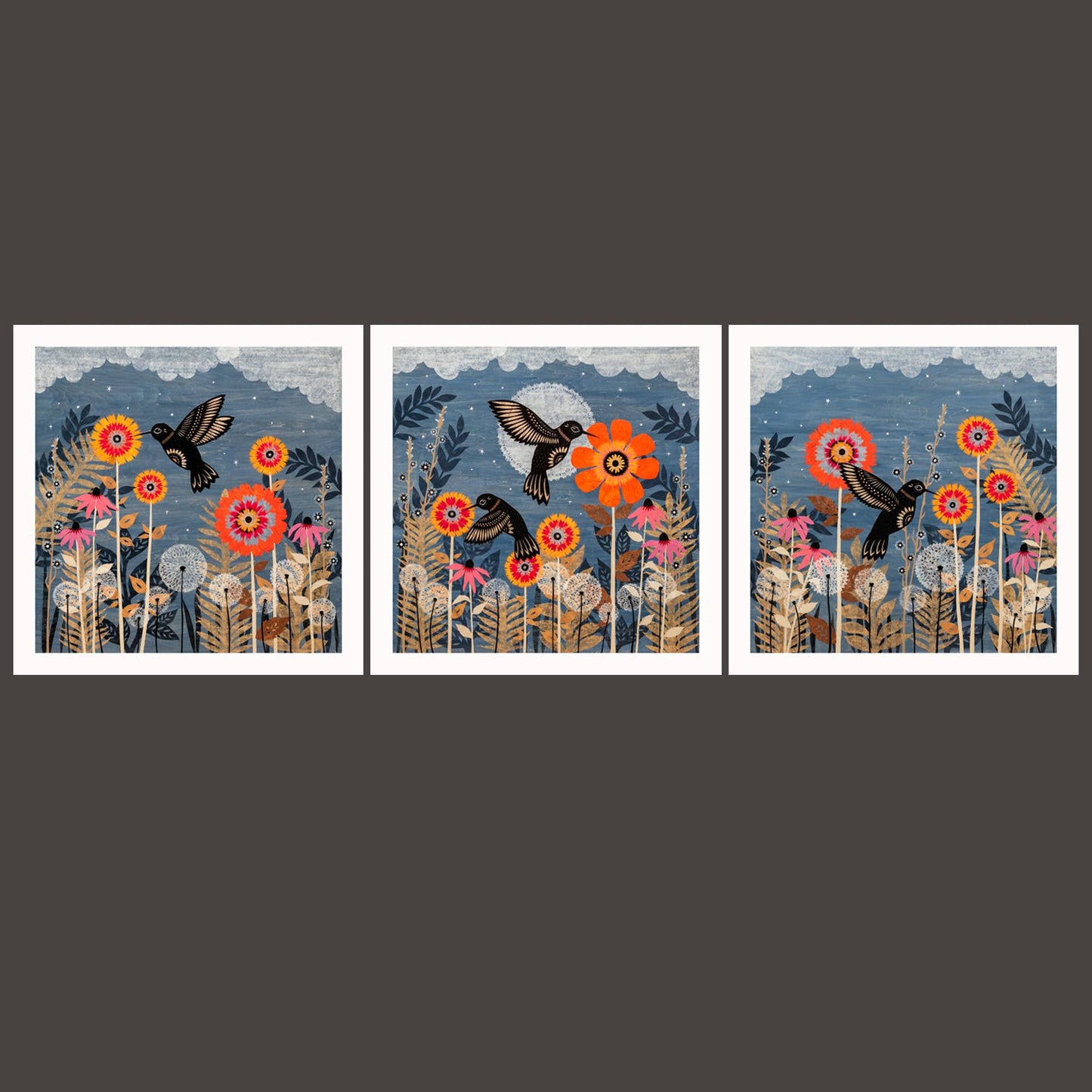 Silent Stars At Night III - 8 x 8 inch Cut Paper Art Print