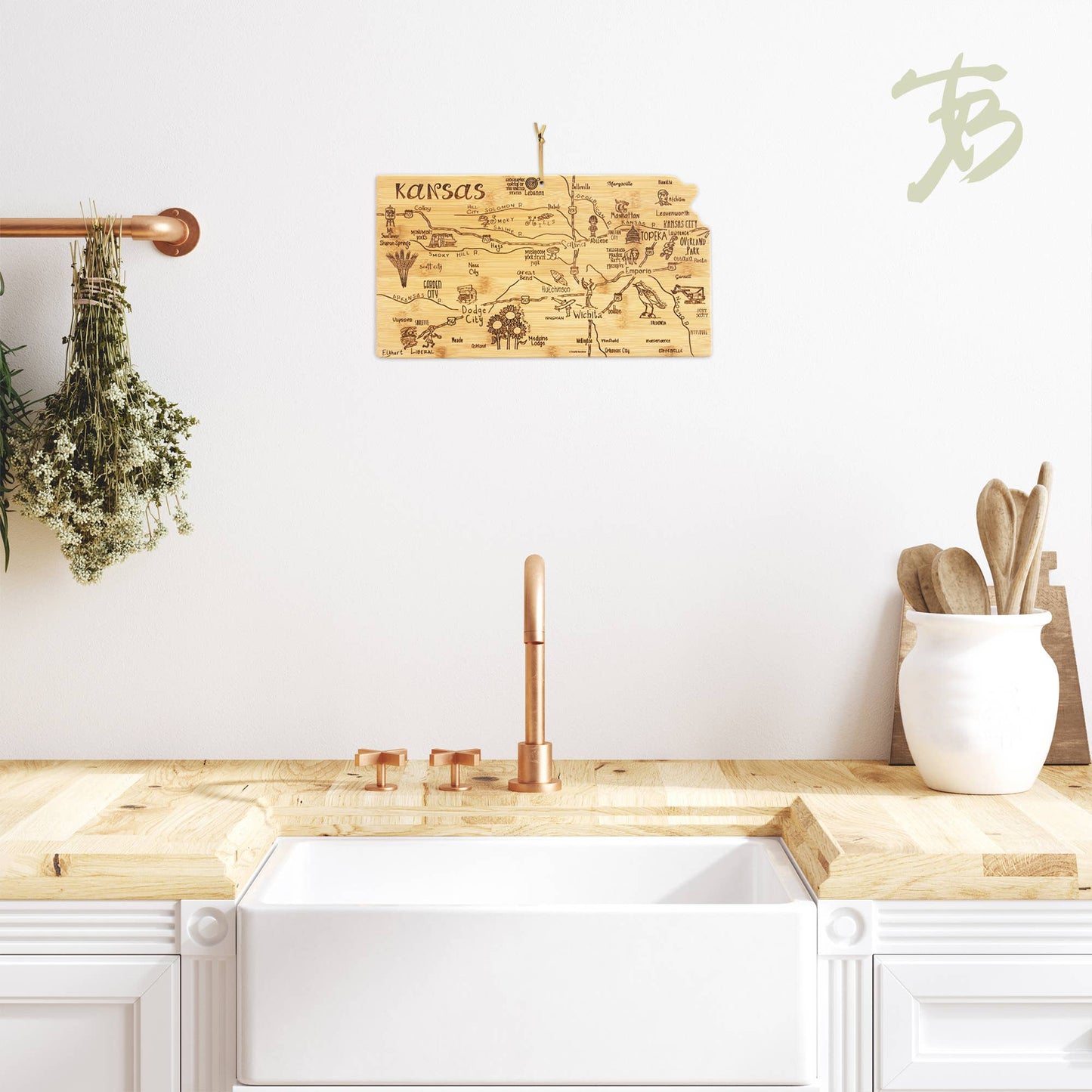 Destination Kansas State-Shaped Serving & Cutting Board