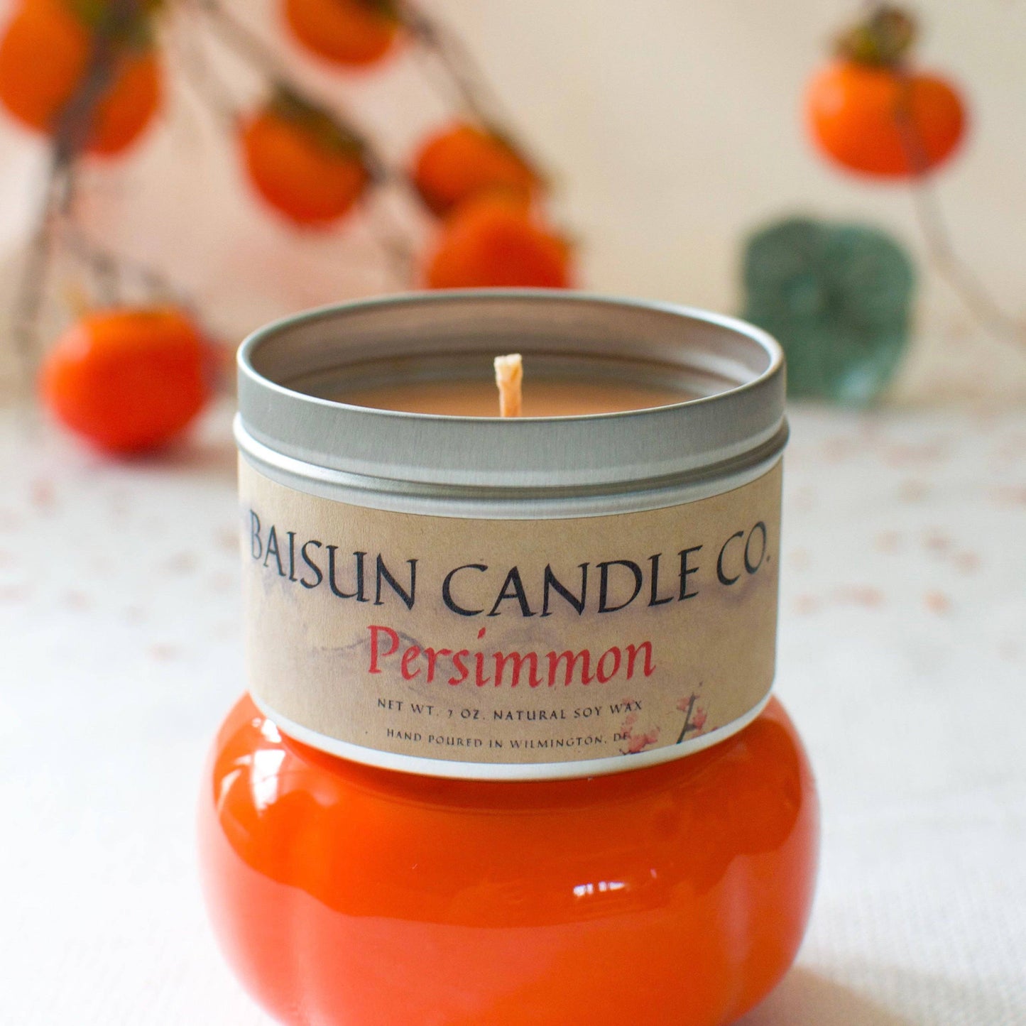 Persimmon- Scented Soy Candle: Crackling Wooden Wick