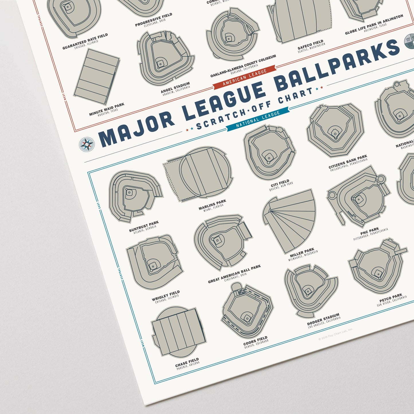 Major League Ballparks Scratch-off Chart | 12" x 16" Print