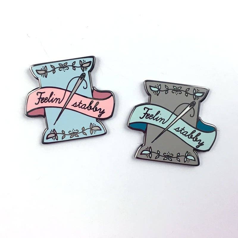 Hard Enamel Feeling Stabby Exclusive Magnetic Needle Minder: Baby Blue & Pink