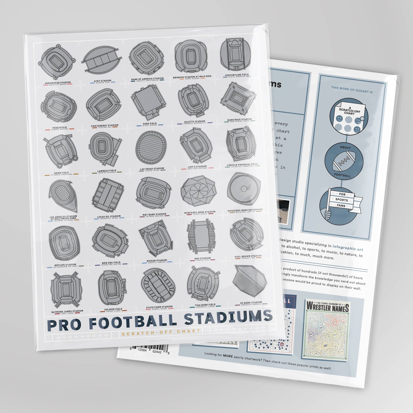 Pro Football Stadiums Scratch-Off Chart (12" x 16" Print)