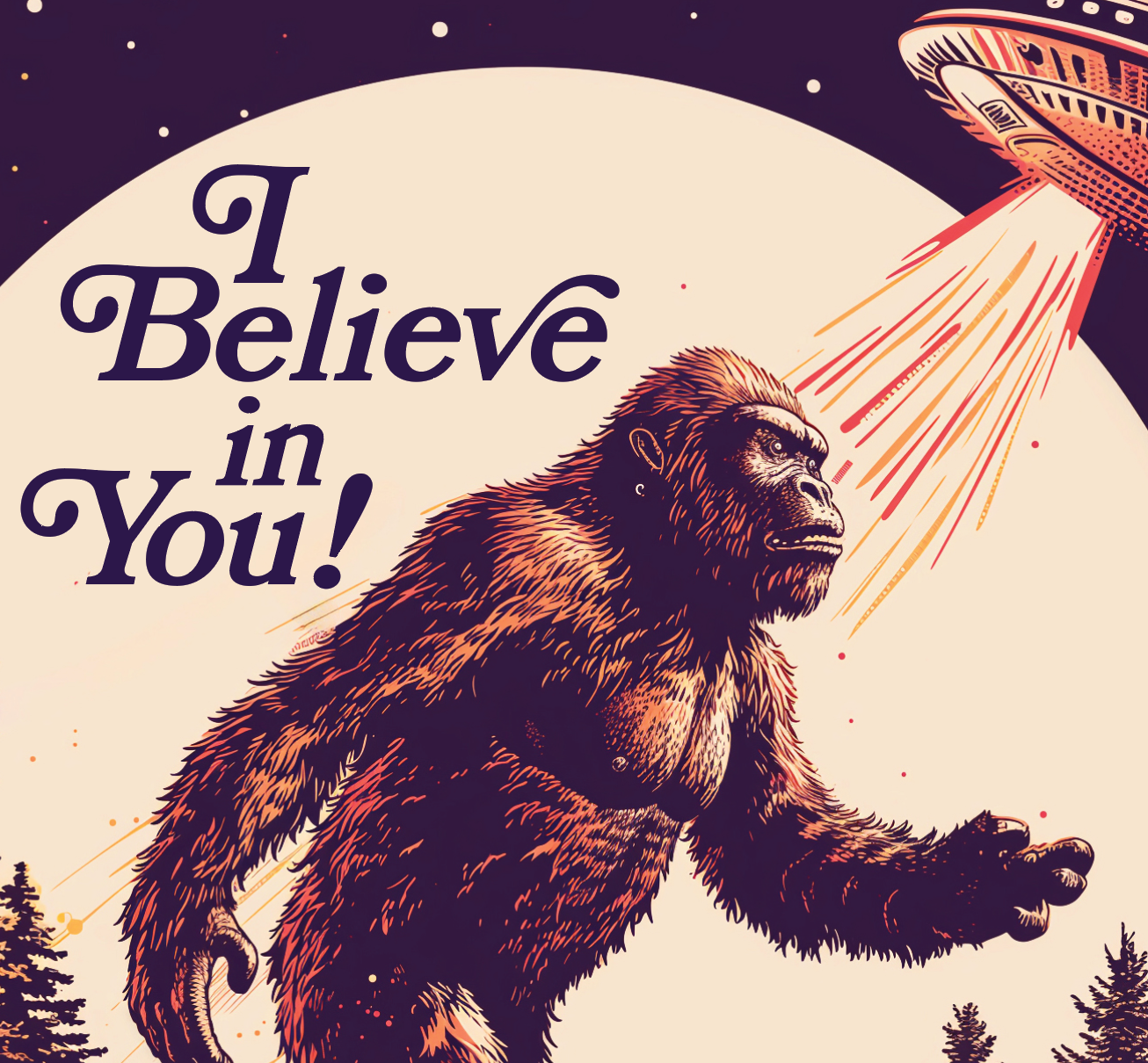 YETI BELIEVES! funny greeting. card