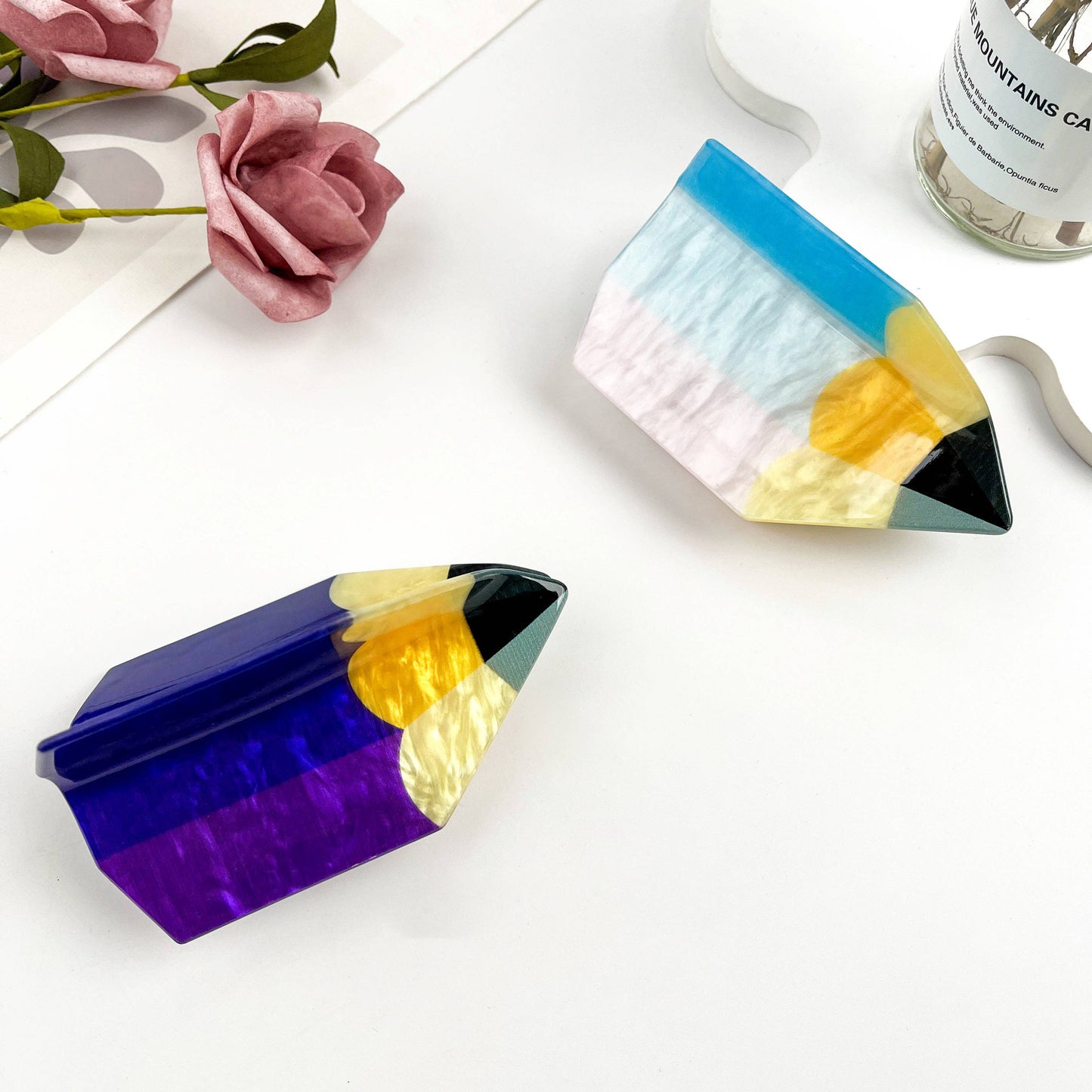 Creative Stationery-Inspired Pencil Hair Claw Clip: Blue