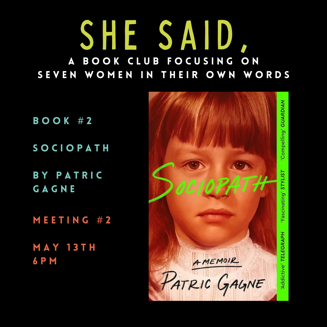 She Said – A Book Club Celebrating Women’s Voices (2nd Tuesdays @6pm)