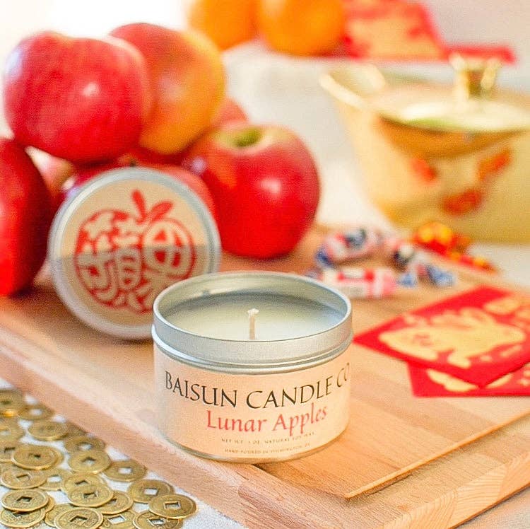 Lunar Apples- Scented Candle: 7oz. Crackling Wooden Wick