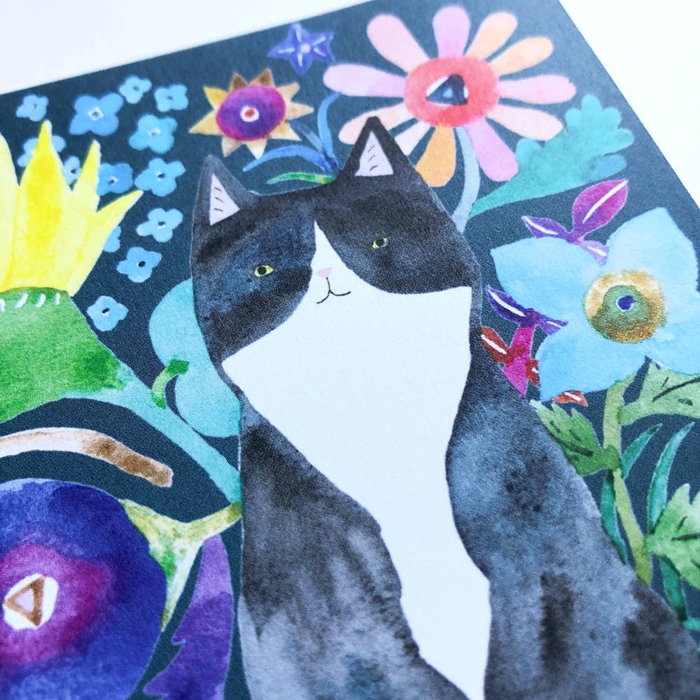 Tuxedo Cat on Books Everyday Greeting Card