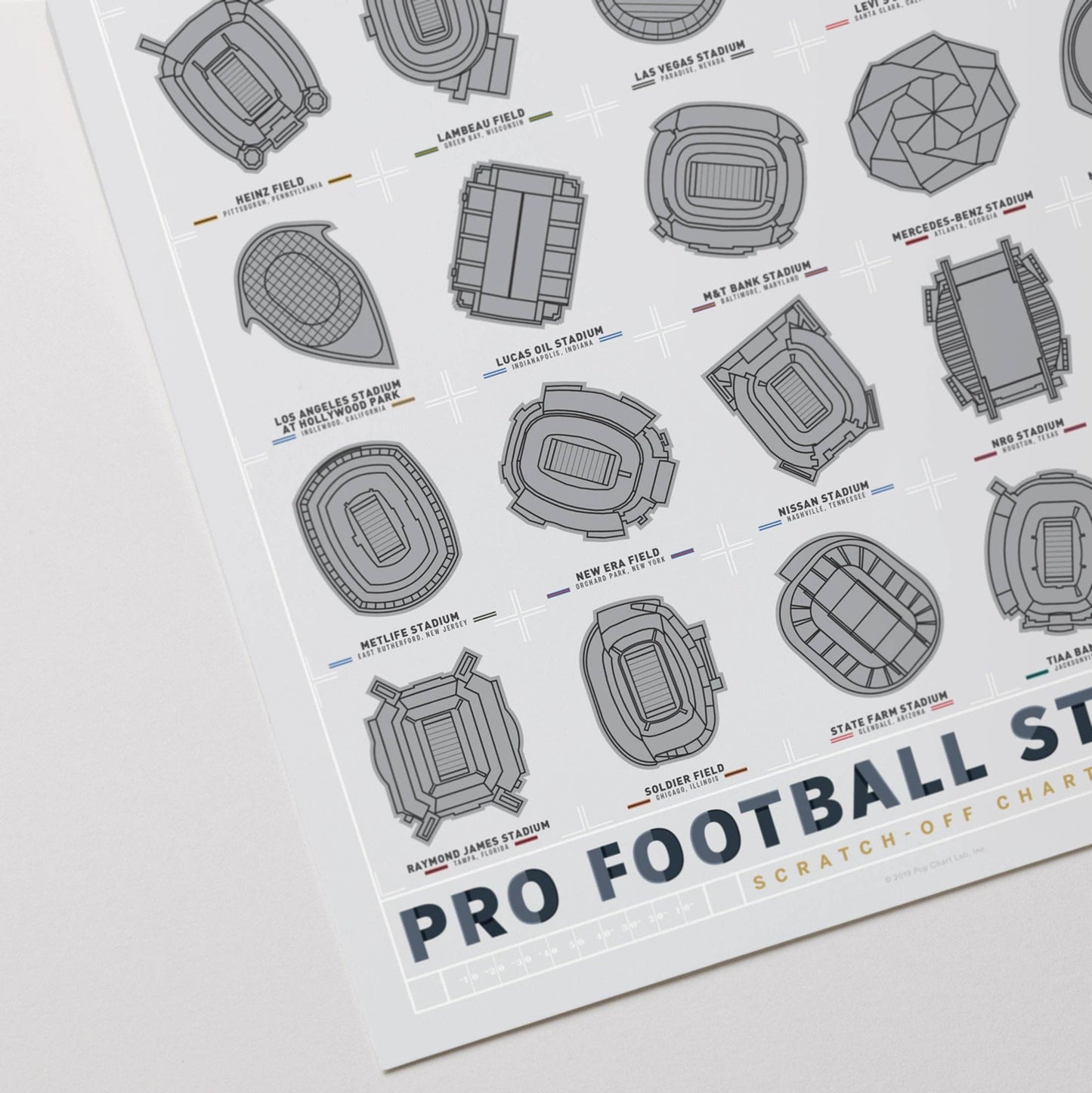 Pro Football Stadiums Scratch-Off Chart (12" x 16" Print)