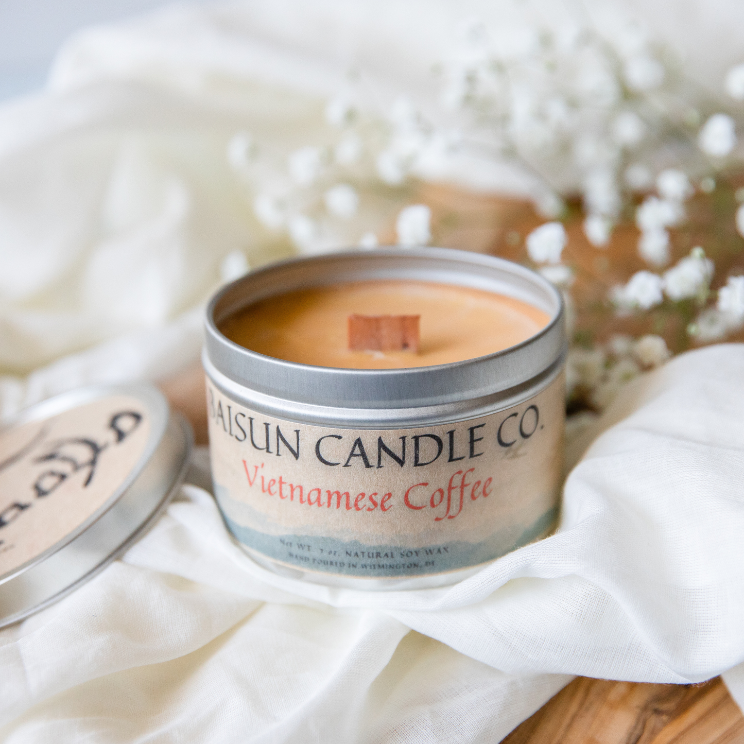 Vietnamese Coffee- Scented Candle: 7oz. Crackling wooden wick