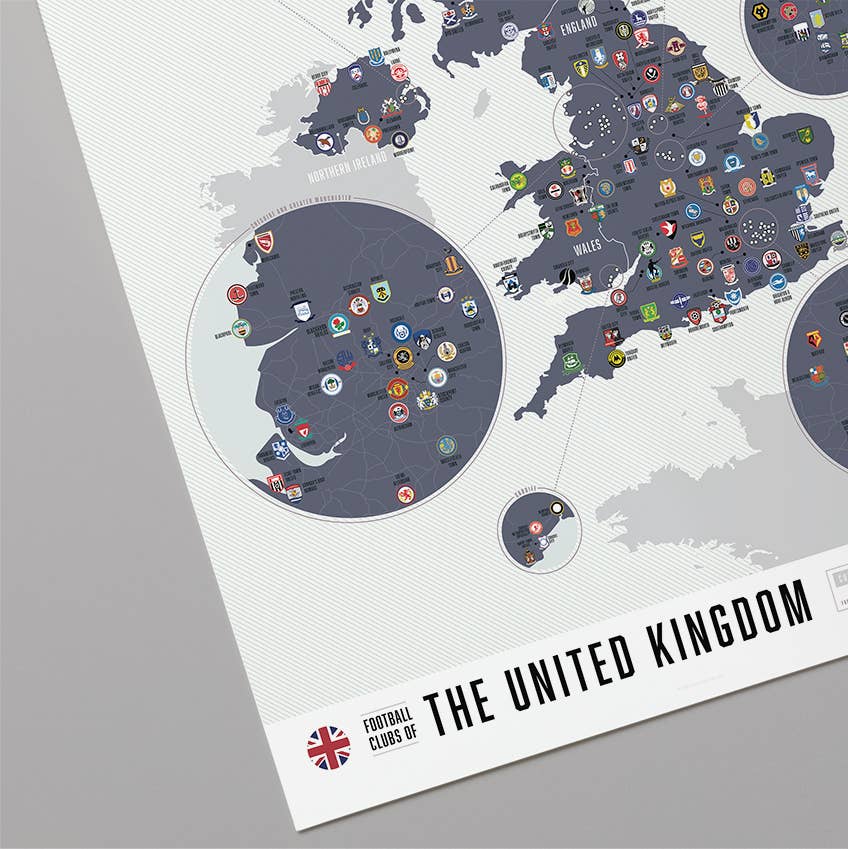 Football Clubs of the United Kingdom | 16" x 20" Art Print
