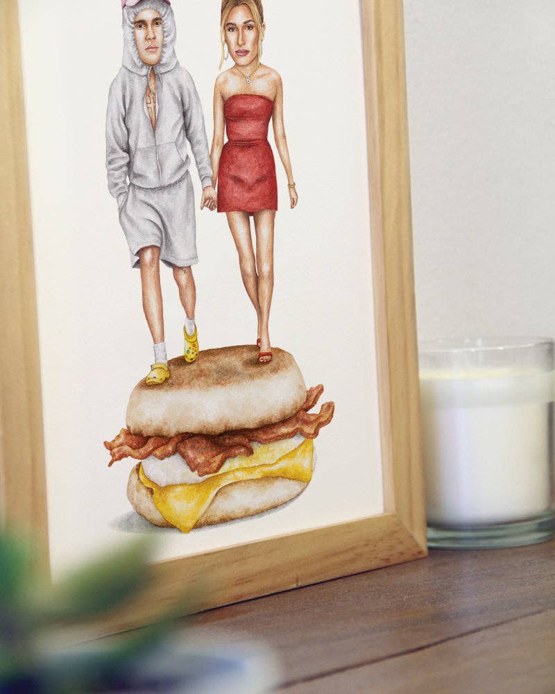 Justin and Hailey Bieber Watercolor Print