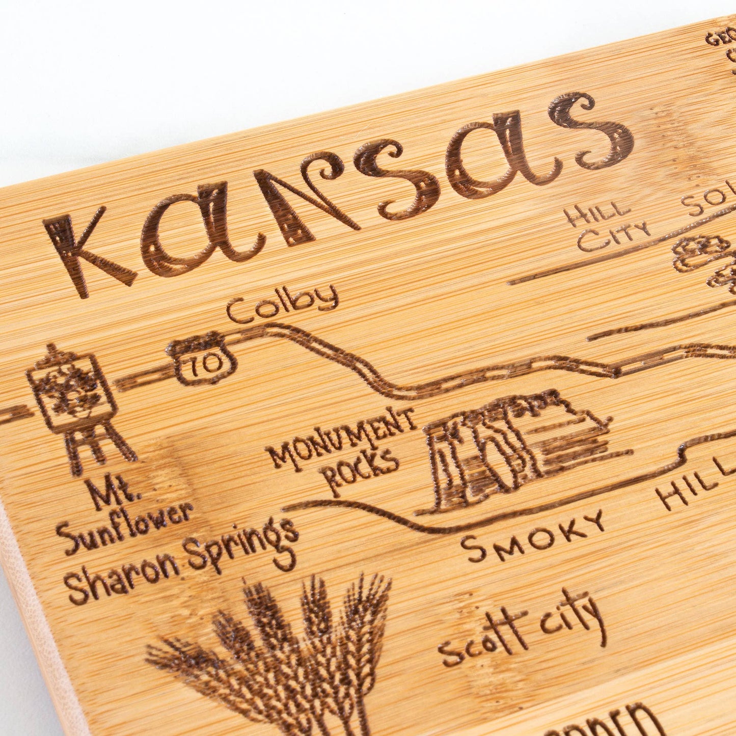 Destination Kansas State-Shaped Serving & Cutting Board