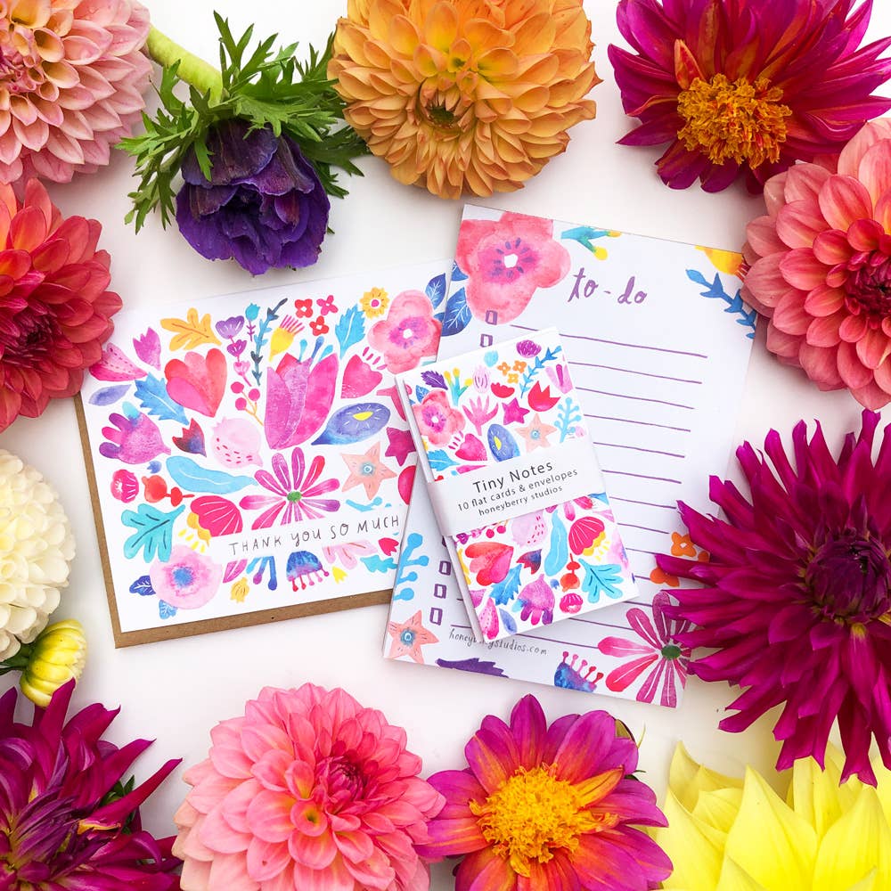 Pink & Red Flowers Tiny Notes