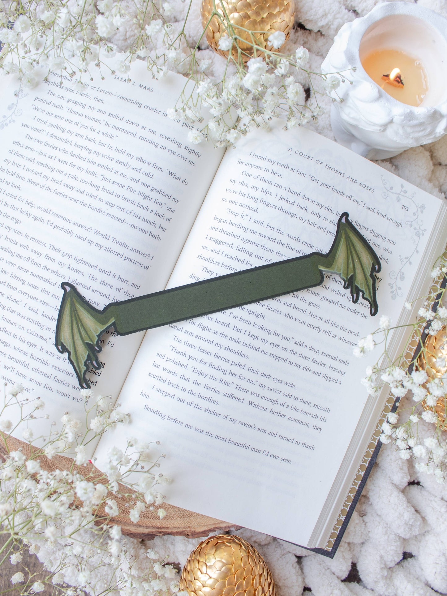 3D Dragon Wings Bookmark | Soft Touch: Green