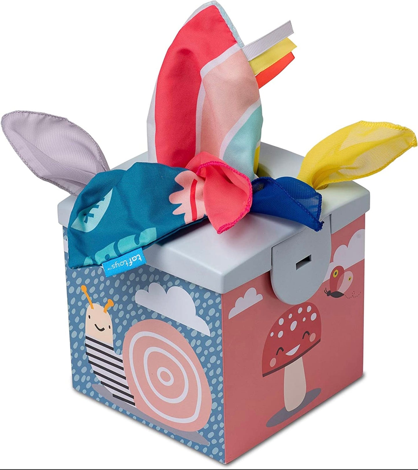 Taf Toys Sensory Crinkle Tissue Box for Toddler STEM and sensorial engagement.