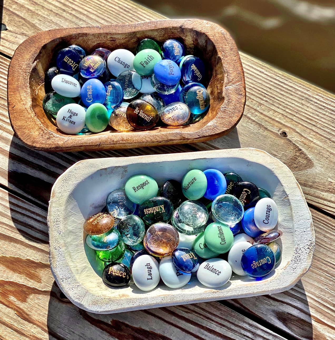 Engraved Glass Spirit Word Stones