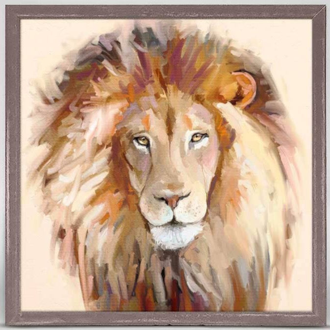 Portrait Of A Proud Lion by Cathy Walters Mini Framed Canvas