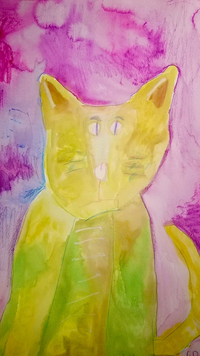 12” x 18” on Heavy Paper. Suitable framing. She signed the front of this one, which kind of unusual because she was just learning how to write her name. The original was painted on 12/19/2019.
