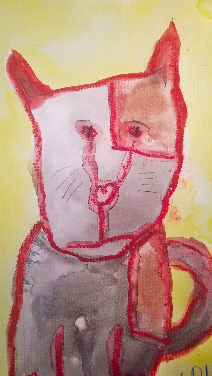 Just in case you think she is naming these cats and FORGETTING, she picked this one up after 5 months and immediately said, “Why is Rose sitting over here??” Lol. She once said she wanted to paint 88 cats. And we are betting she remembers every detail and each of their names!
