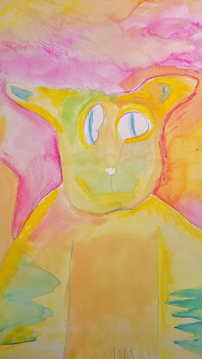 Originally drawn on 12/30/2019 and painted finally on 5/4/2020. She used a standard watercolor set along with watercolor pastels and pencil.