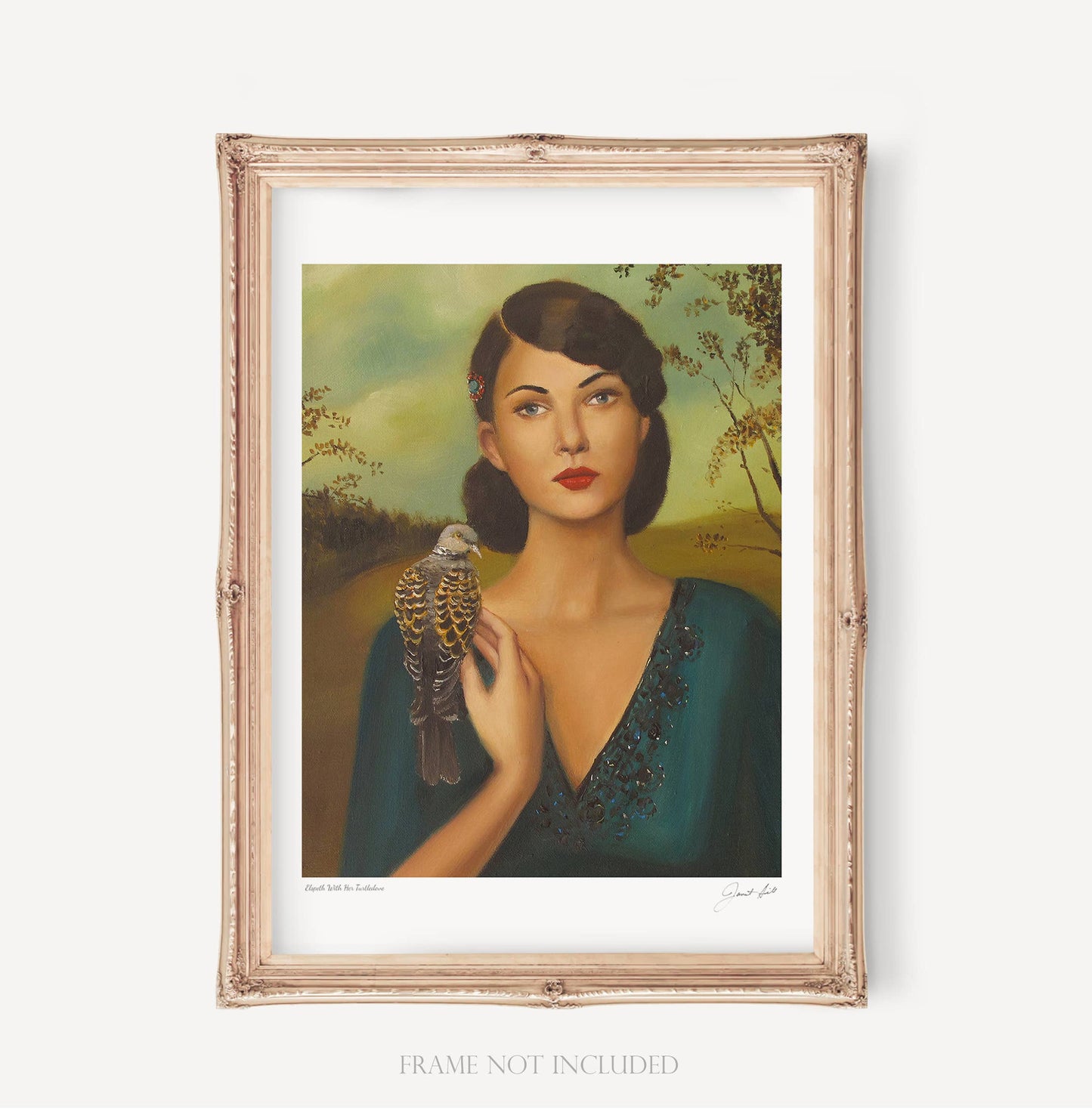 Elspeth And Her Turtledove - 12" x 15.5"