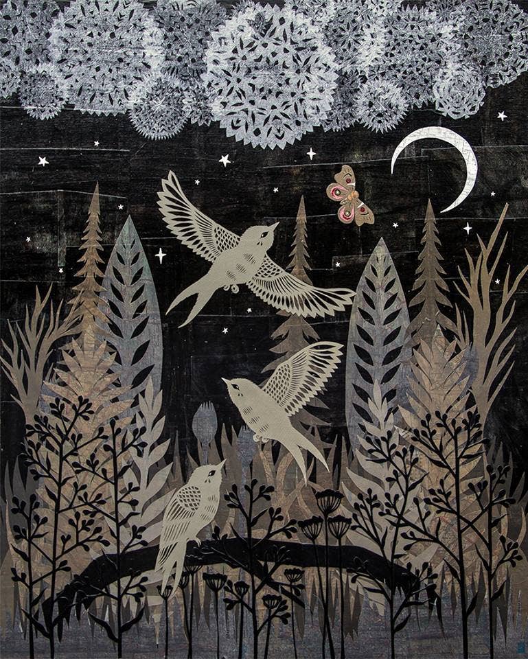 A Fleeting Glimmer - 16 x 20 inch Cut Paper Art Print