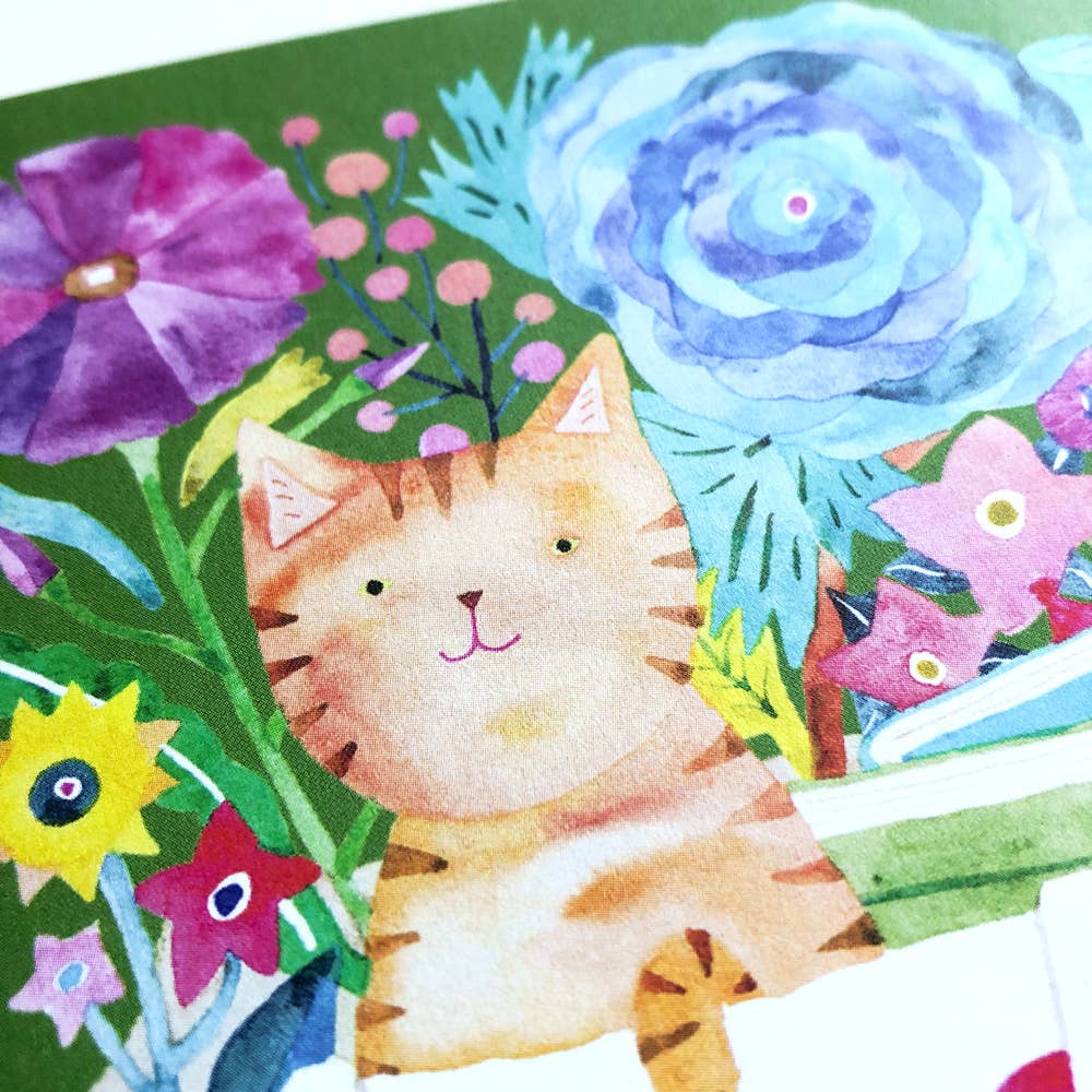 Orange Tabby Cat in Book Bag Everyday Greeting Card