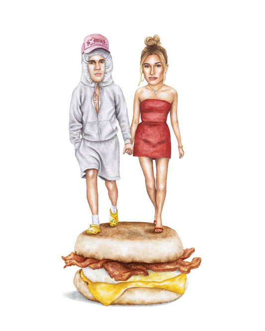 Justin and Hailey Bieber Watercolor Print