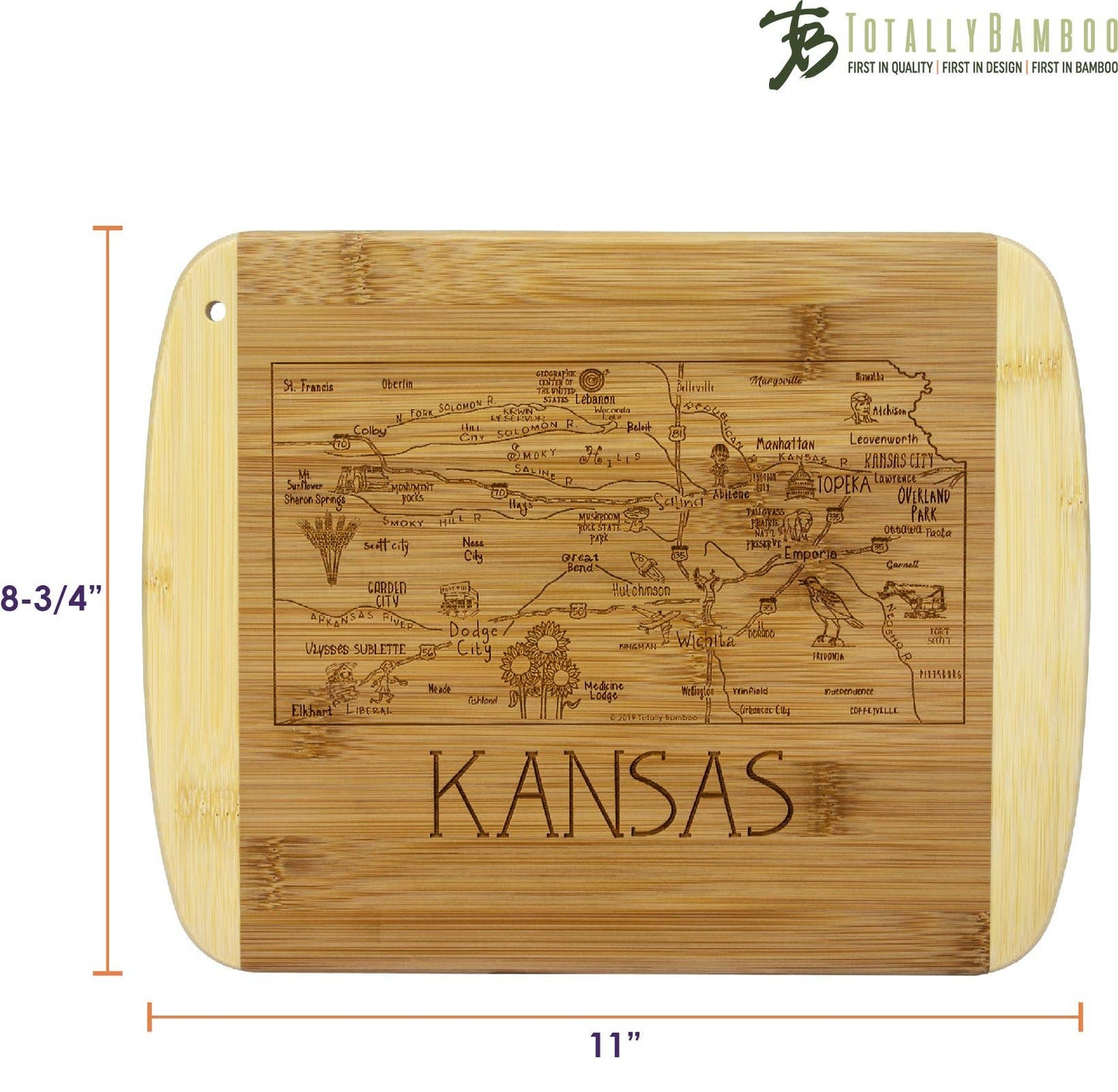 A Slice of Life Kansas 11" Cutting & Serving Board