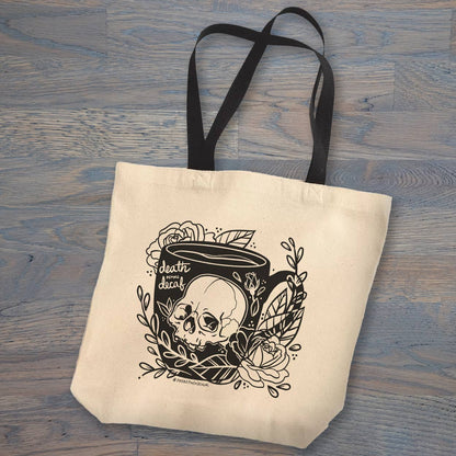 Death Before Decaf Tote Bag