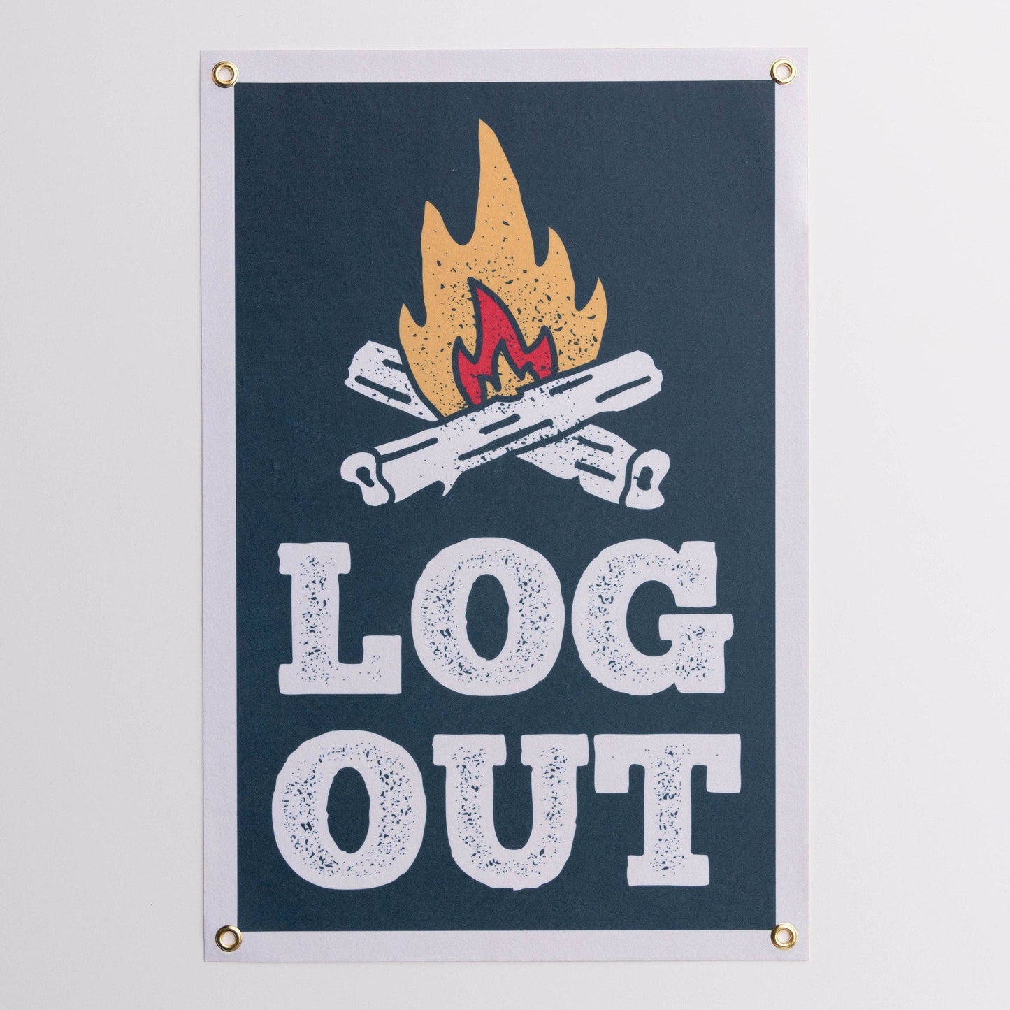 Log Out - Handprinted Felt Banner