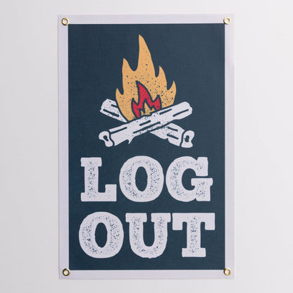 Log Out - Handprinted Felt Banner