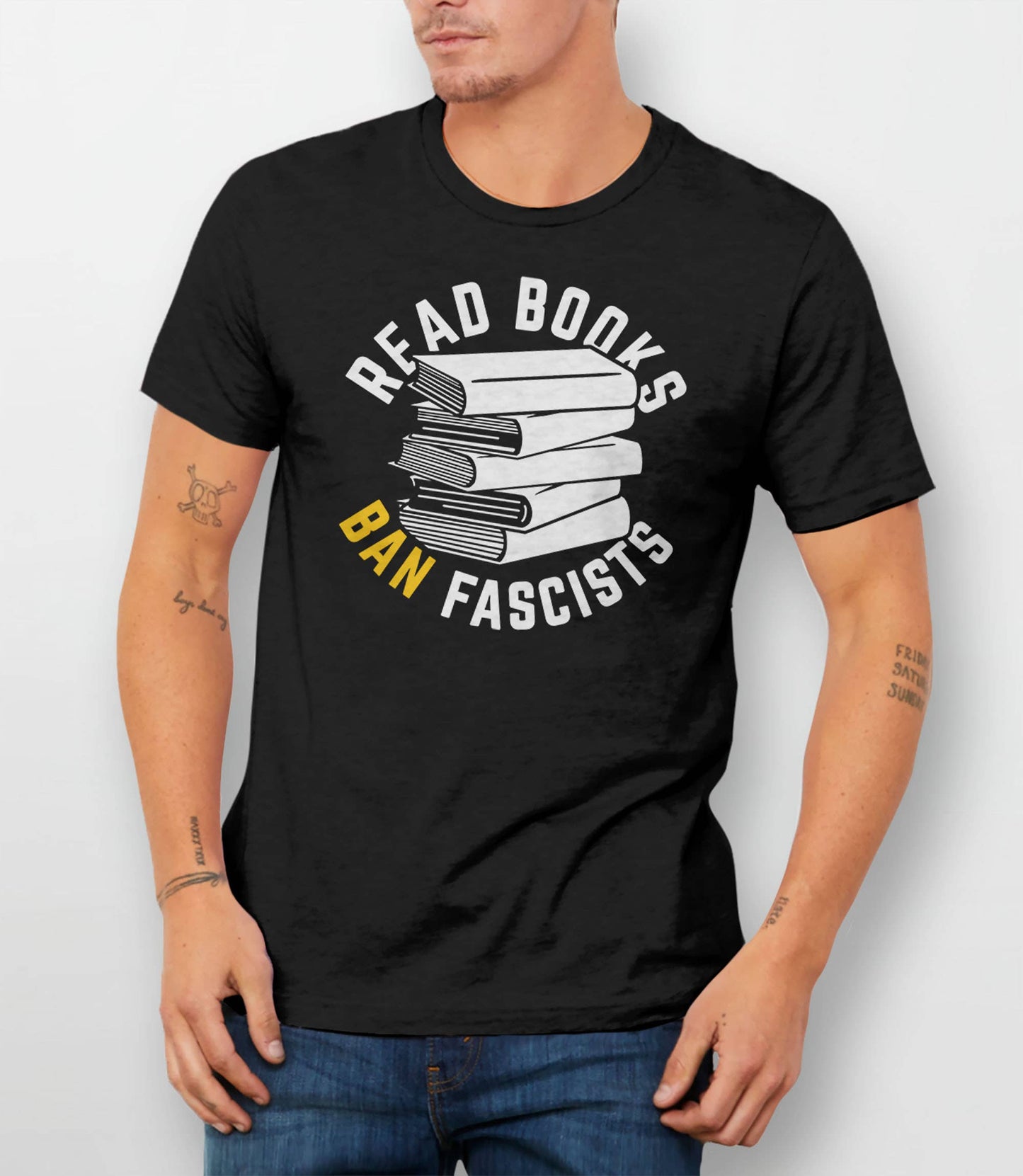 Read Books Ban Fascists T-Shirt, Funny Banned Book Shirt: Black / Unisex Large