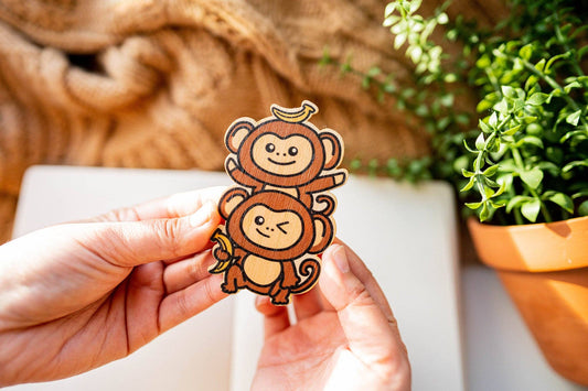 Monkey Twins Bamboo Sticker