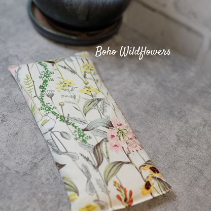 Aromatherapy Hot/Cold Weighted Eye Pillow - Soothing Pattern: Olive Dragonflies / Rice / Unscented