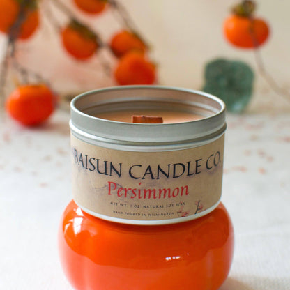Persimmon- Scented Soy Candle: Crackling Wooden Wick