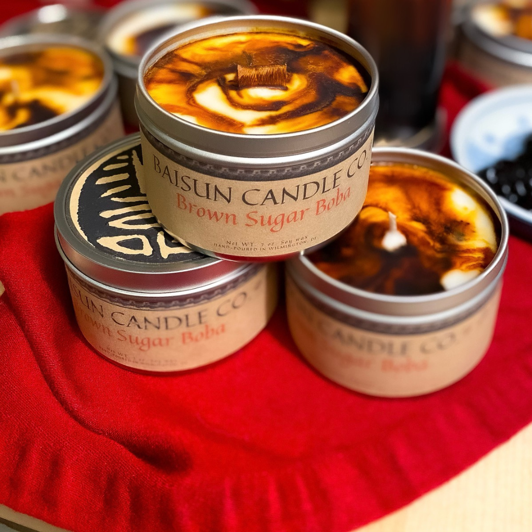 Brown Sugar Boba- Scented Candle: 7oz. Crackling Wooden Wick