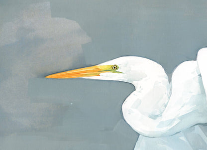 Great Egret Print, Large Bird Watercolor Print of Original Painting: 20x24 (no mat)