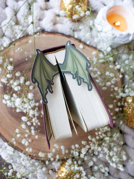3D Dragon Wings Bookmark | Soft Touch: Green