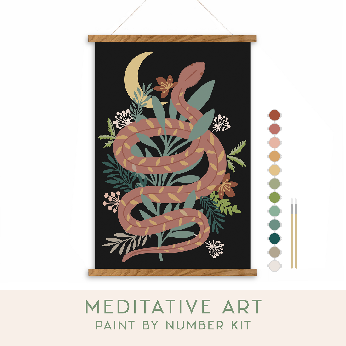 Floral Snake Meditative Art Paint by Number Kit: Kit + Magnetic Frame