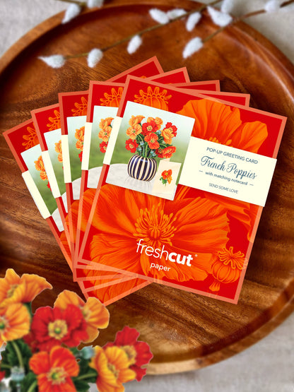 Mini French Poppies Pop-up Greeting Cards