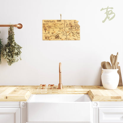 Destination Kansas State-Shaped Serving & Cutting Board