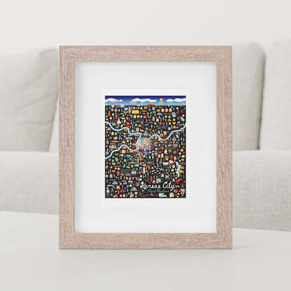 KANSAS CITY MO City Map Art Wall Decor City Series Print: 8x10 / Night