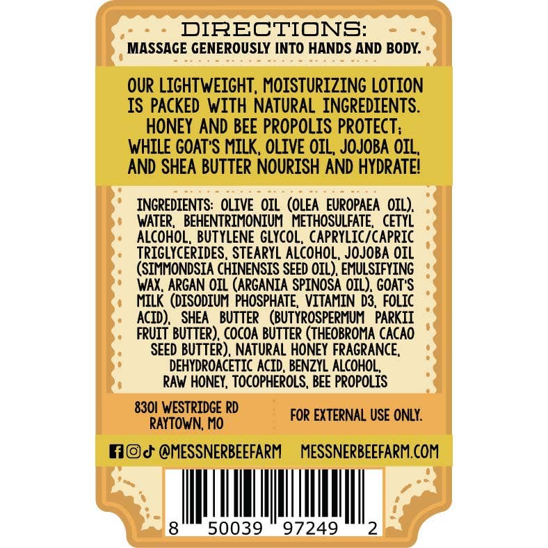 Messner Milk and Honey Lotion - 2oz Travel