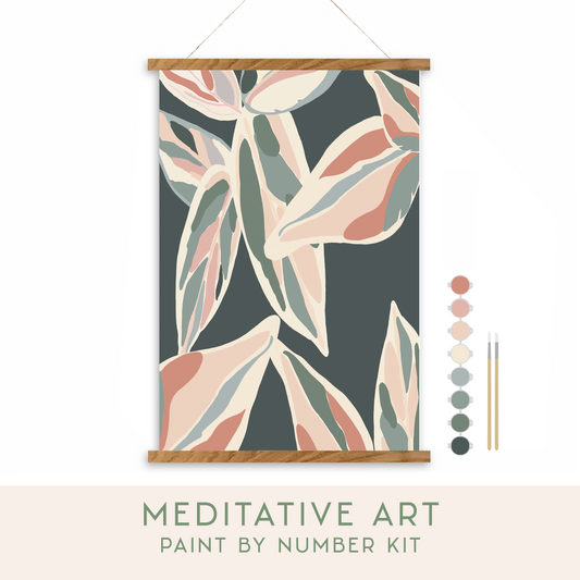 Tropical Leaves Meditative Art Paint by Number Kit: Kit + Magnetic Frame