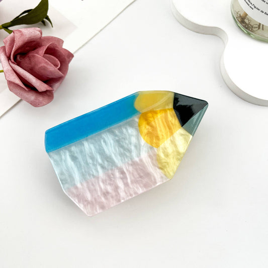 Creative Stationery-Inspired Pencil Hair Claw Clip: Blue