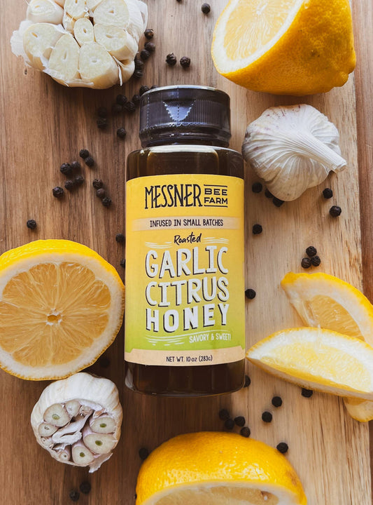 Roasted Garlic Citrus Infused Honey / Savory & Zesty / 10oz